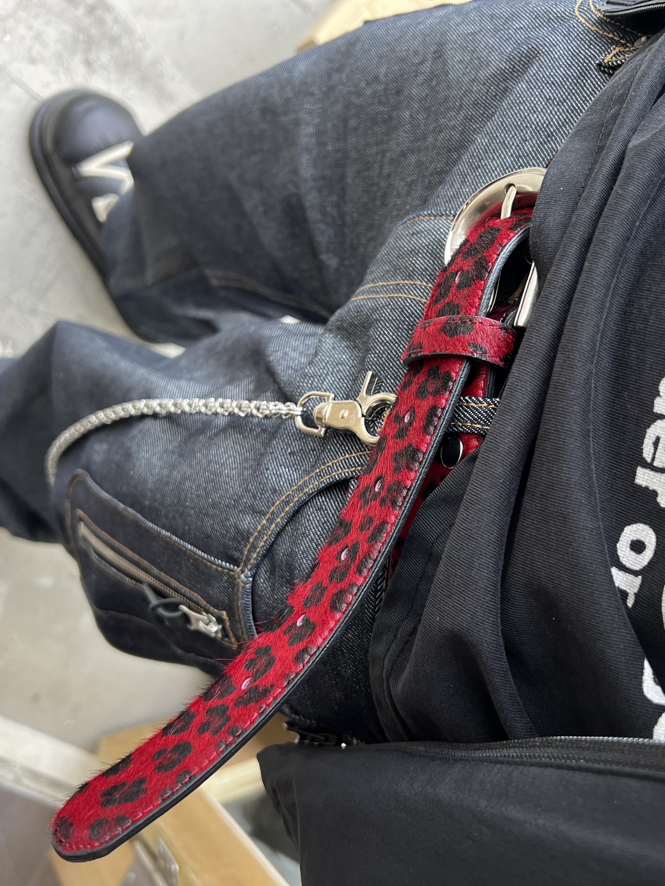 Undermycar Air Nylon Hybrid Jacket Black, Undermycar Calf Hair Module Belt Strap Red Leopard 착용 스타일 - 3