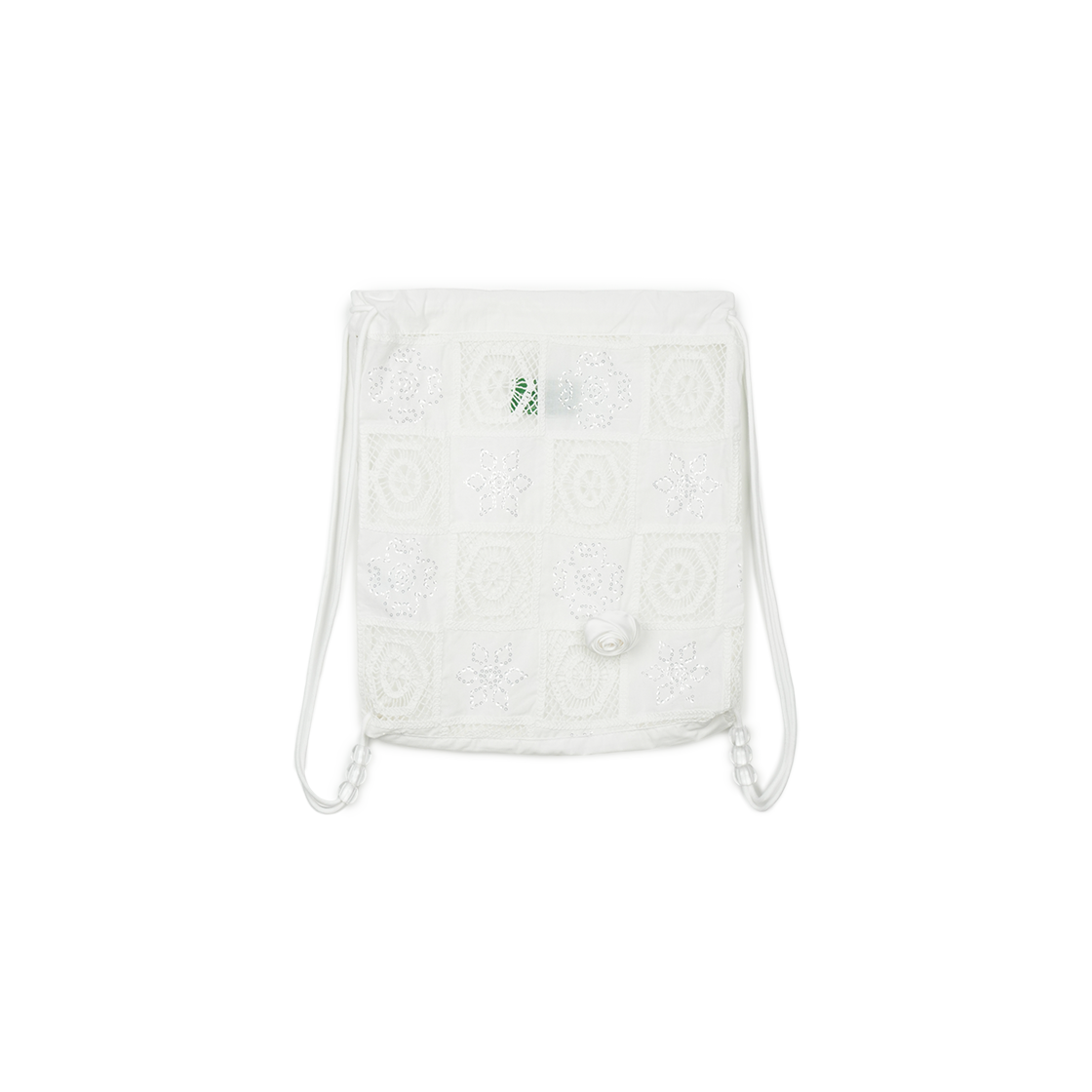 그린버터 크로셰 드로우스트링백 아이보리(Green Butter Crochet Drawstring Bag Ivory)