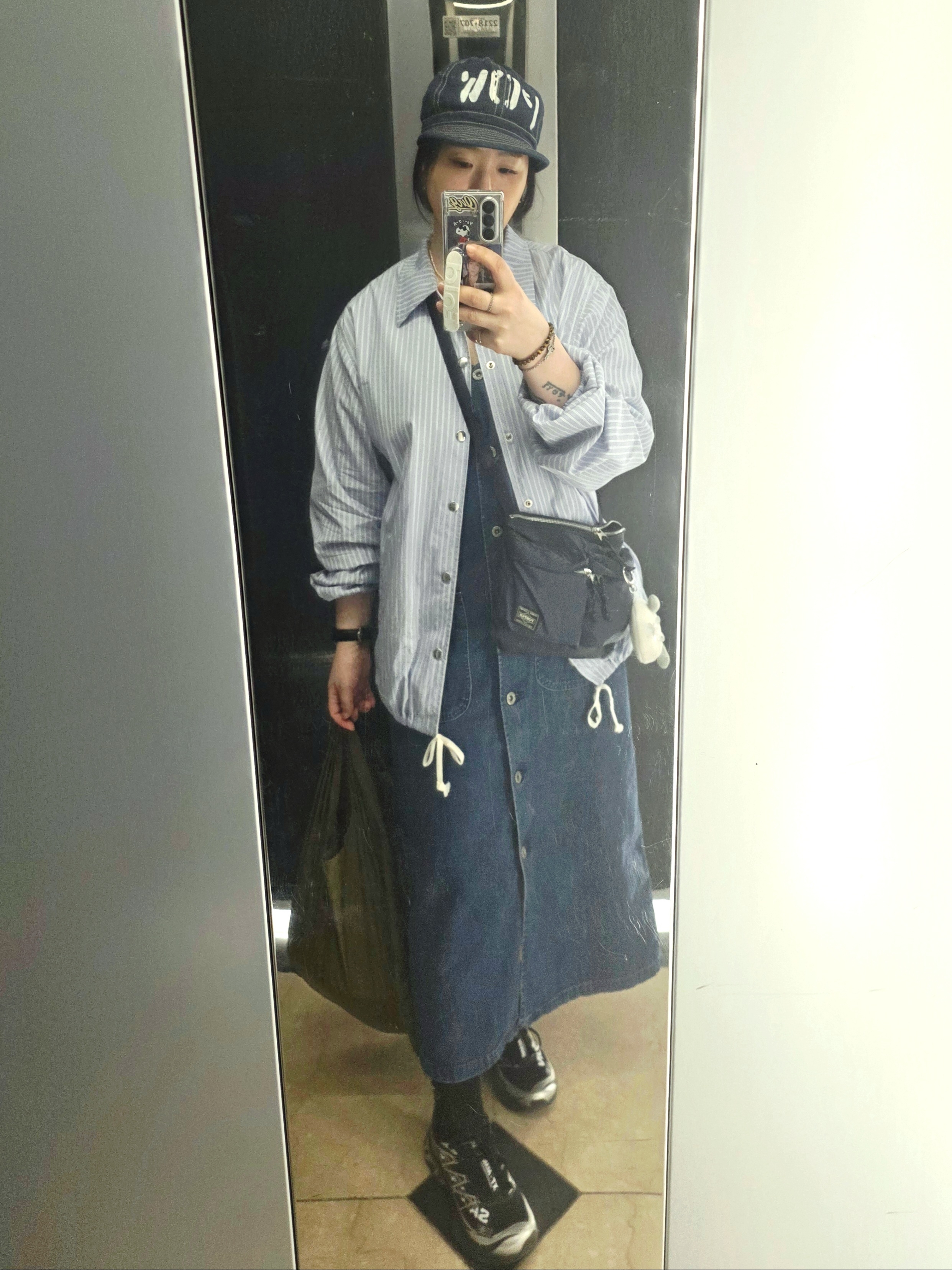 CDG Coach Jacket Cotton Stripe, Salomon x MM6 Maison Margiela XT-MM6 Black Ftw Silver 착용 스타일
