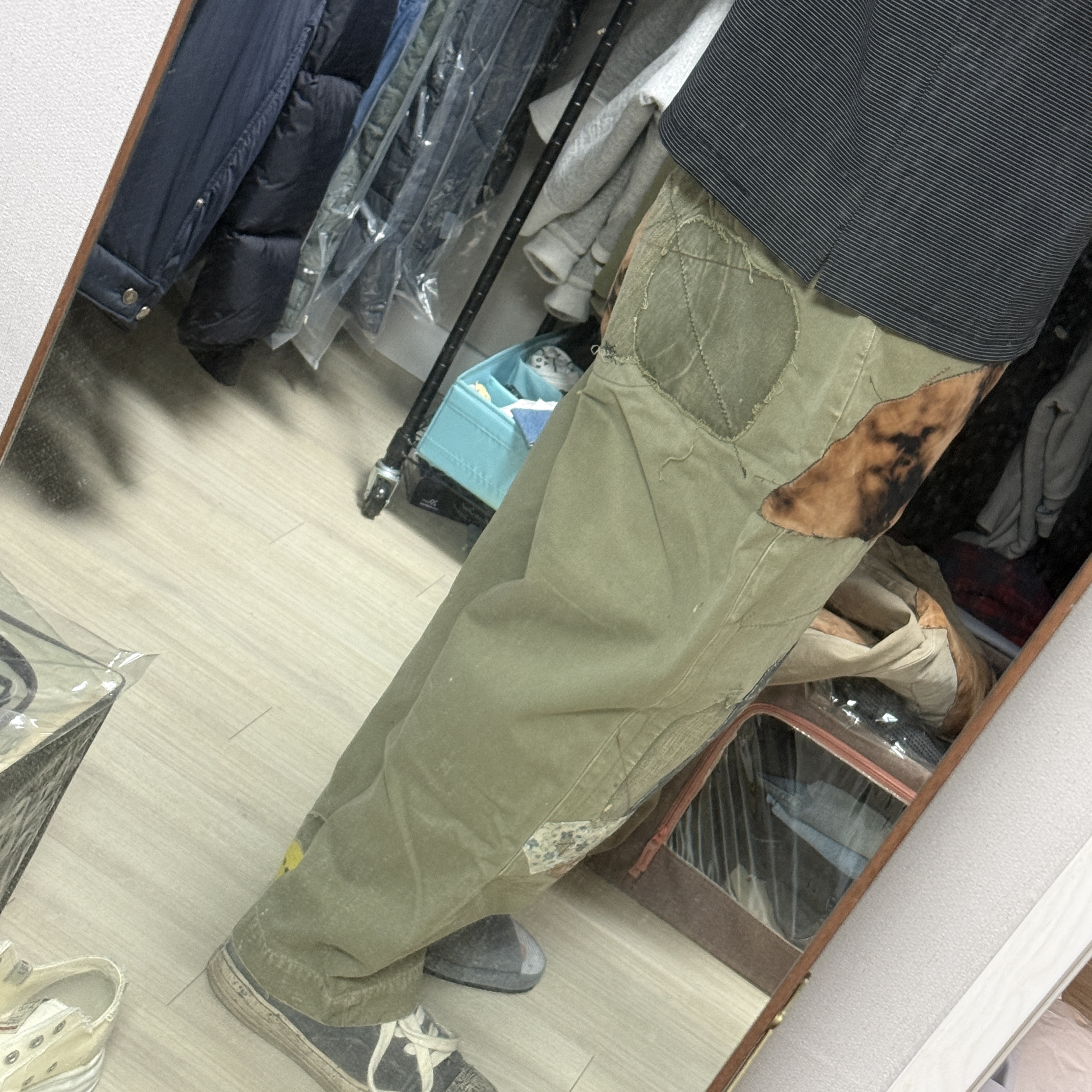 Kapital Katsuragi High Waist Neem Pants Khaki 착용 스타일 - 2