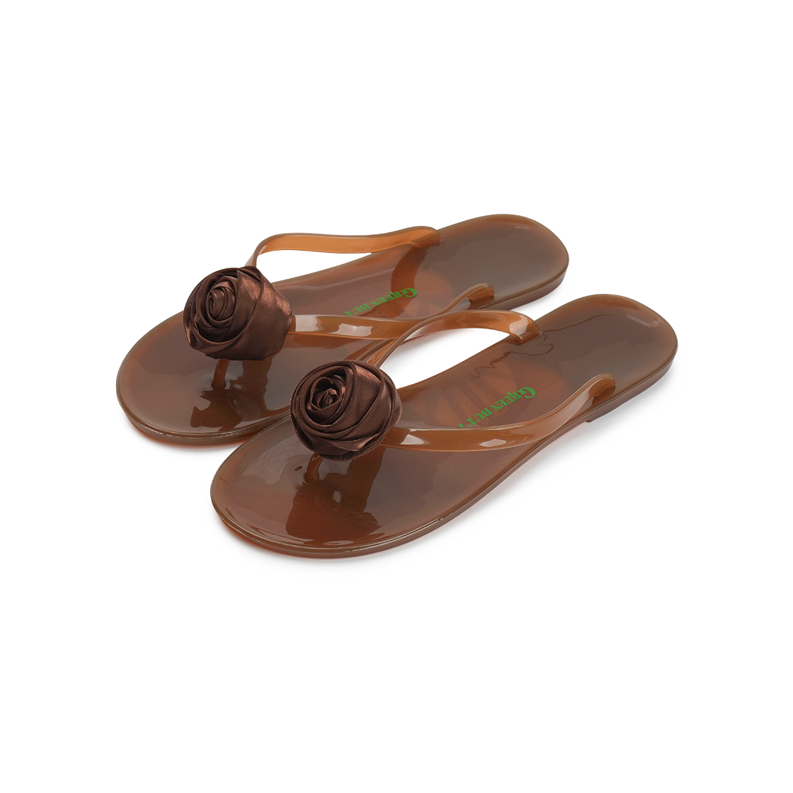 그린버터 로즈 클리어 플립플랍 브라운(Green Butter Rose Clear Flip-Flops Brown)