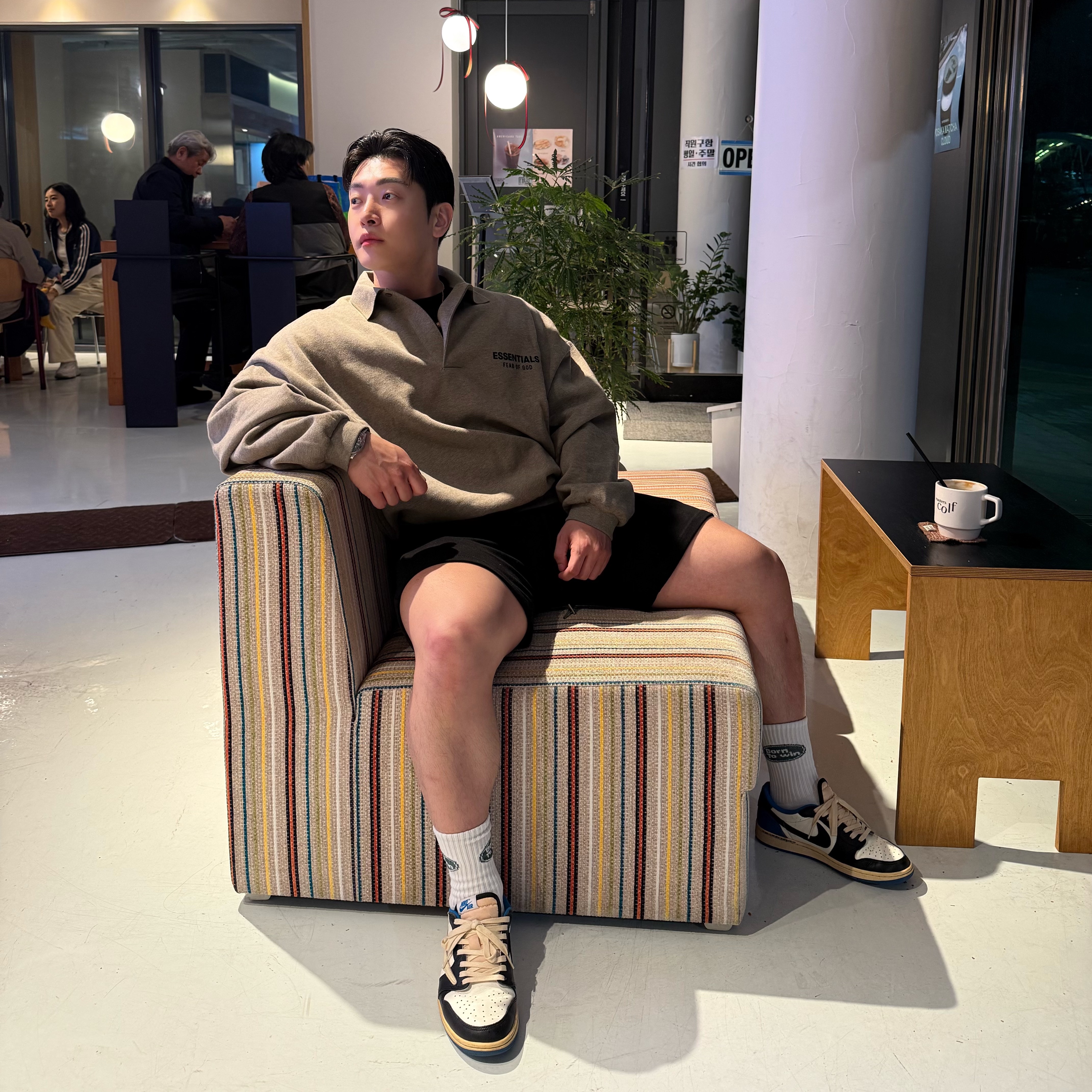 Essentials Fleece Polo Sweatshirt Heather Grey - 24FW 착용 스타일