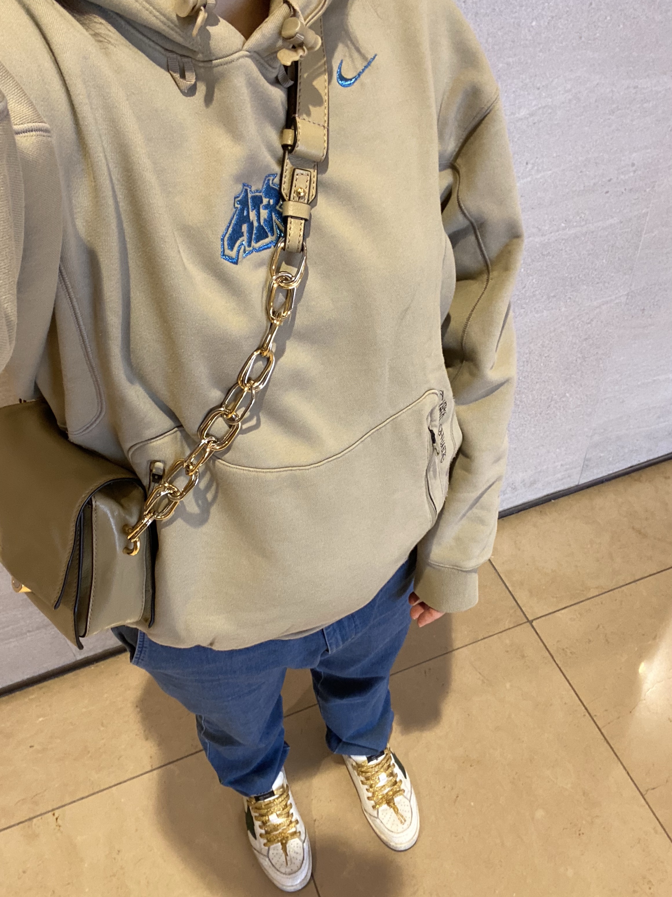 Nike x Off-White NRG Fleece Hoodie Khaki - Asia 착용 스타일