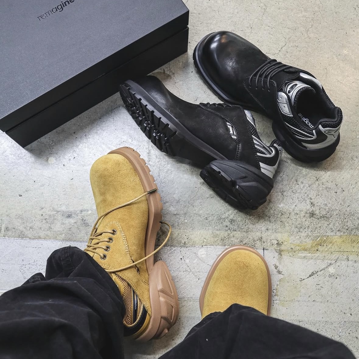 Remagine Hybrid Derby Shoes Starting Bigger Wheat, Remagine Hybrid Derby Shoes Starting Bigger Black White Silver 착용 스타일