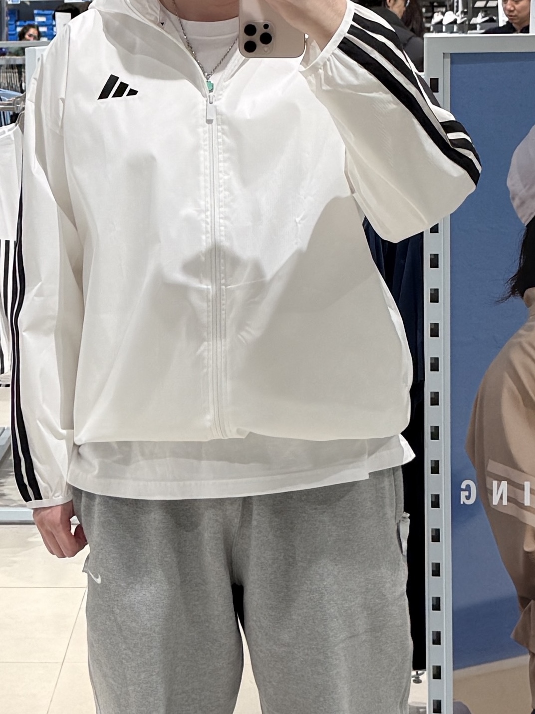 Adidas 3S Regular Fit Double Knit Track Jacket White - KR Sizing 착용 스타일