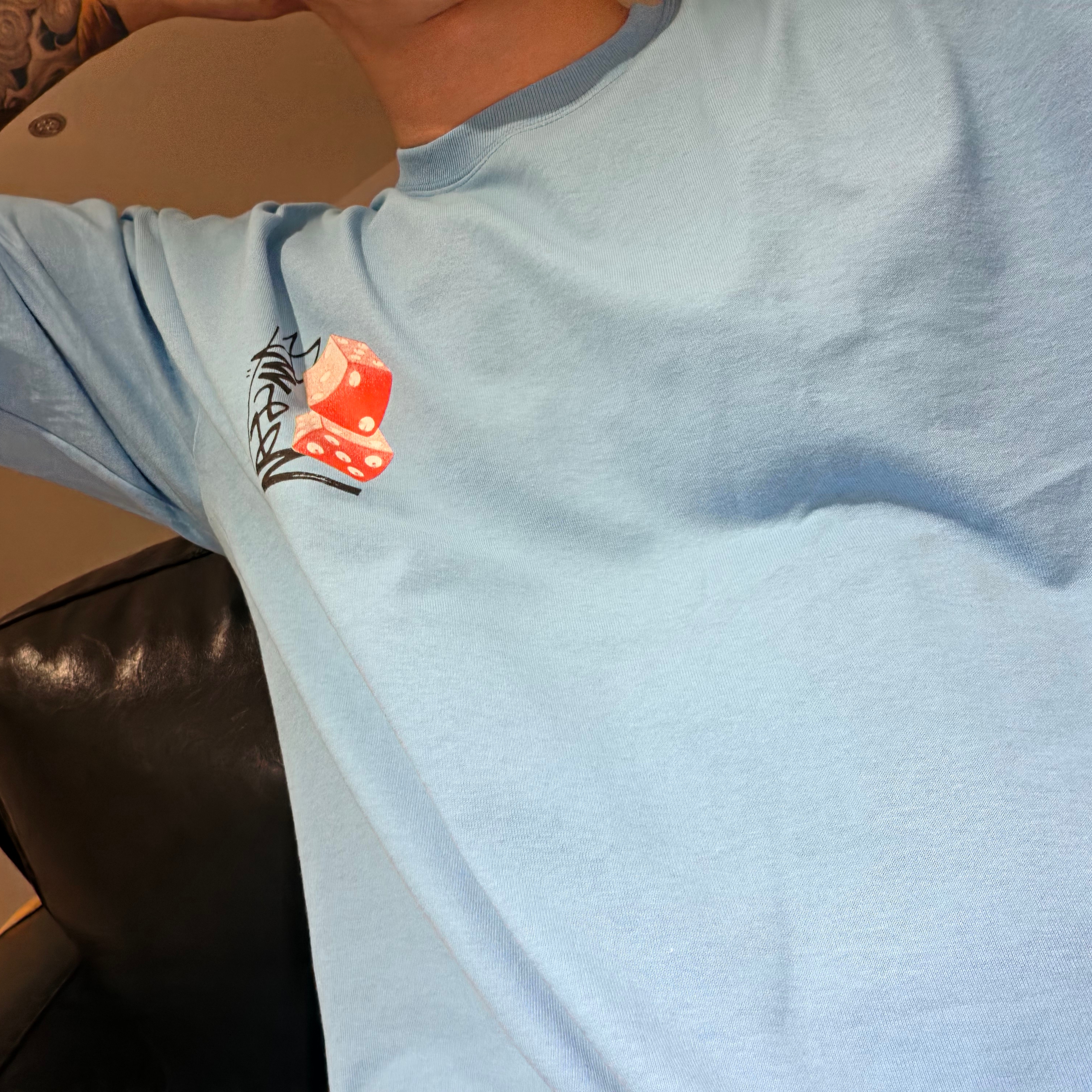Stussy Tall Dice T-Shirt Sky Blue 착용 스타일