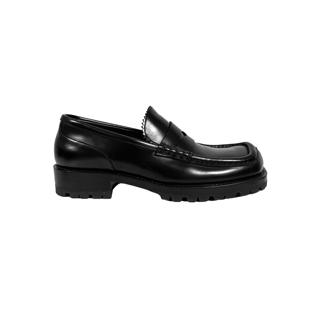 드리스 반 노튼 남성 레더 페니 스퀘어토 슬롯 로퍼 슈즈 블랙(Dries Van Noten Men Leather Penny Square Toe Slot Loafers Black) - 1