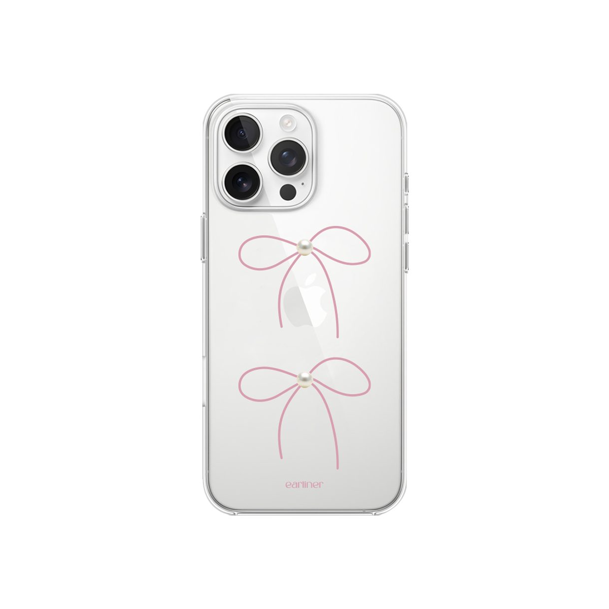 얼리너 핑크 리본 진주 젤하드 케이스(EARLINER handmade pink ribbon pearl jelly hard case)