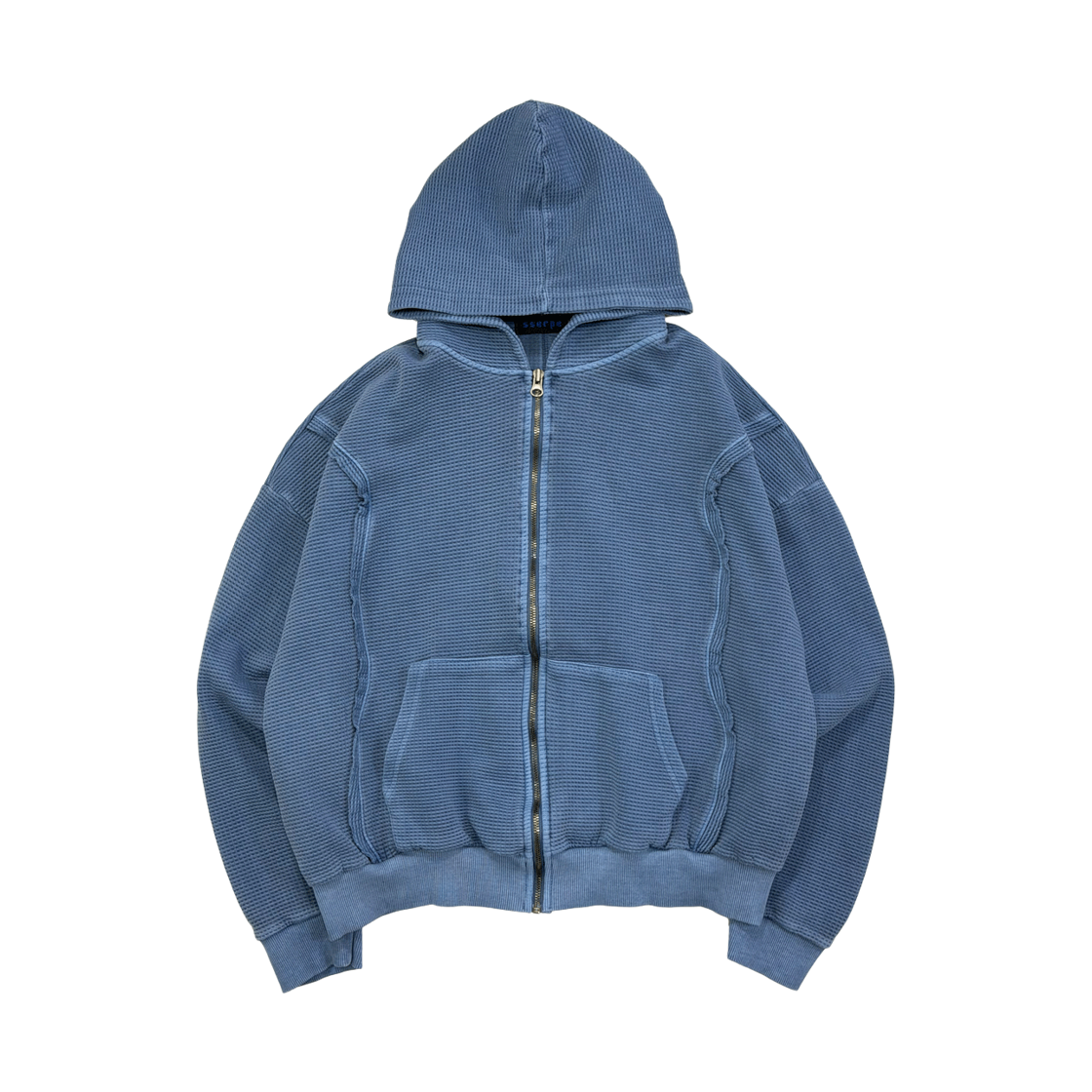 쎄르페 로우 피그먼트 와플 후드 집업 블루(SSERPE Raw Pigment Waffle Hood Zip Up Blue)