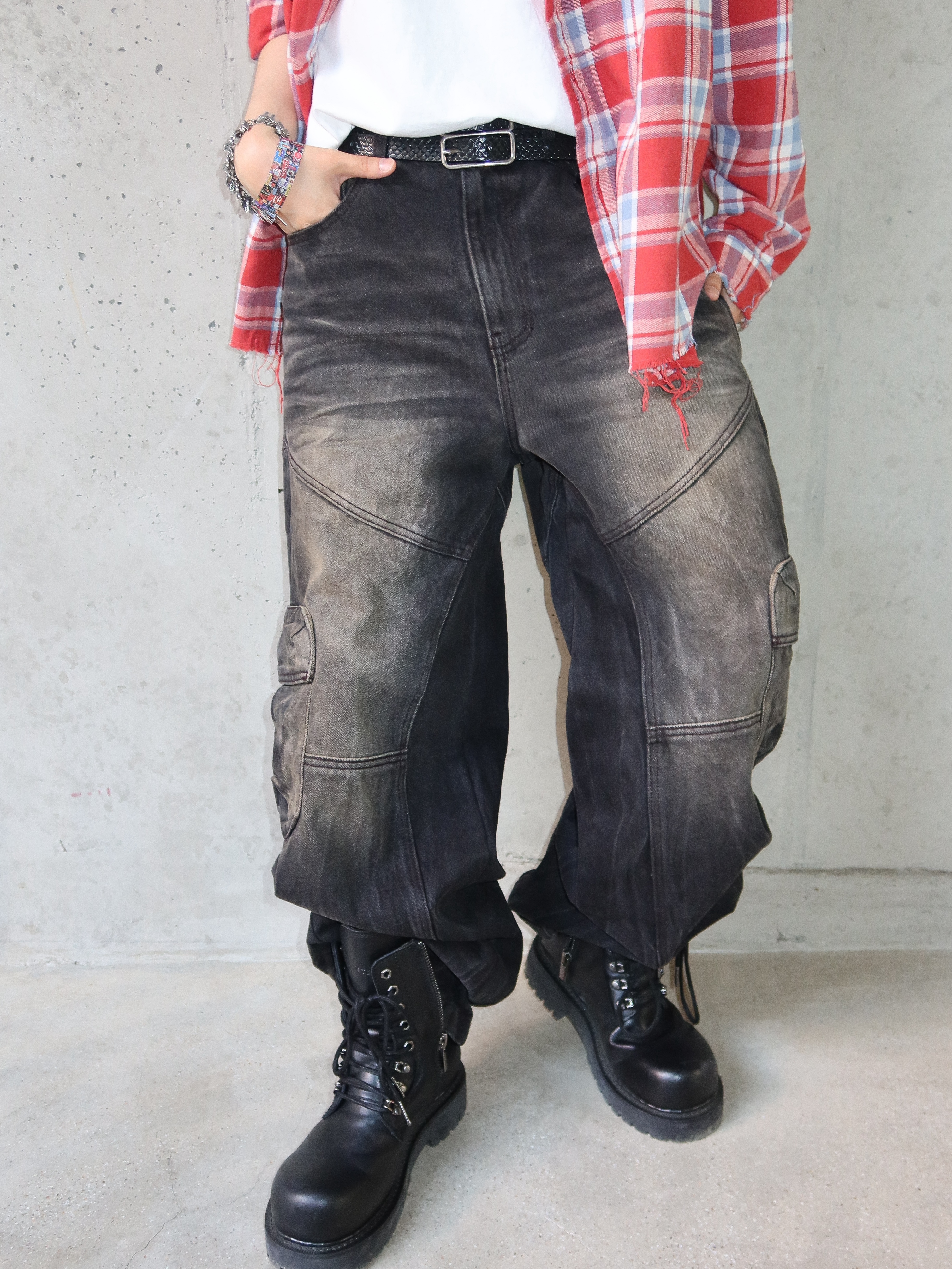 Farfromwhat Far Washed Black Cargo, LOSTGARDEN Phantom 착용 스타일 - 3