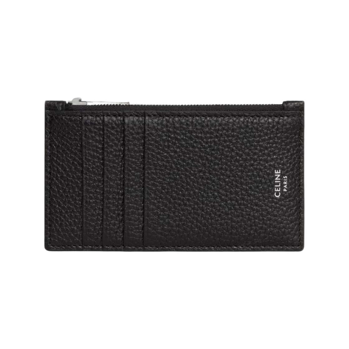 10B683GTH-38SI Celine Pebble Leather Zipped Compact Card Holder Black