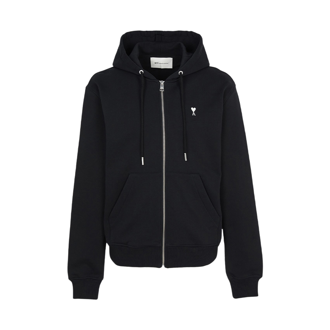 [15% 쿠폰] 아미 스몰 하트 로고 코튼 지퍼 후드 블랙 화이트 크림([15% 쿠폰] AMI de Coeur Cotton Zipped Hoodie Black White Cream) - 2