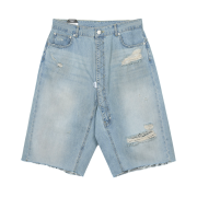 Protocol Index Long Zipper Fly Denim Shorts Blue