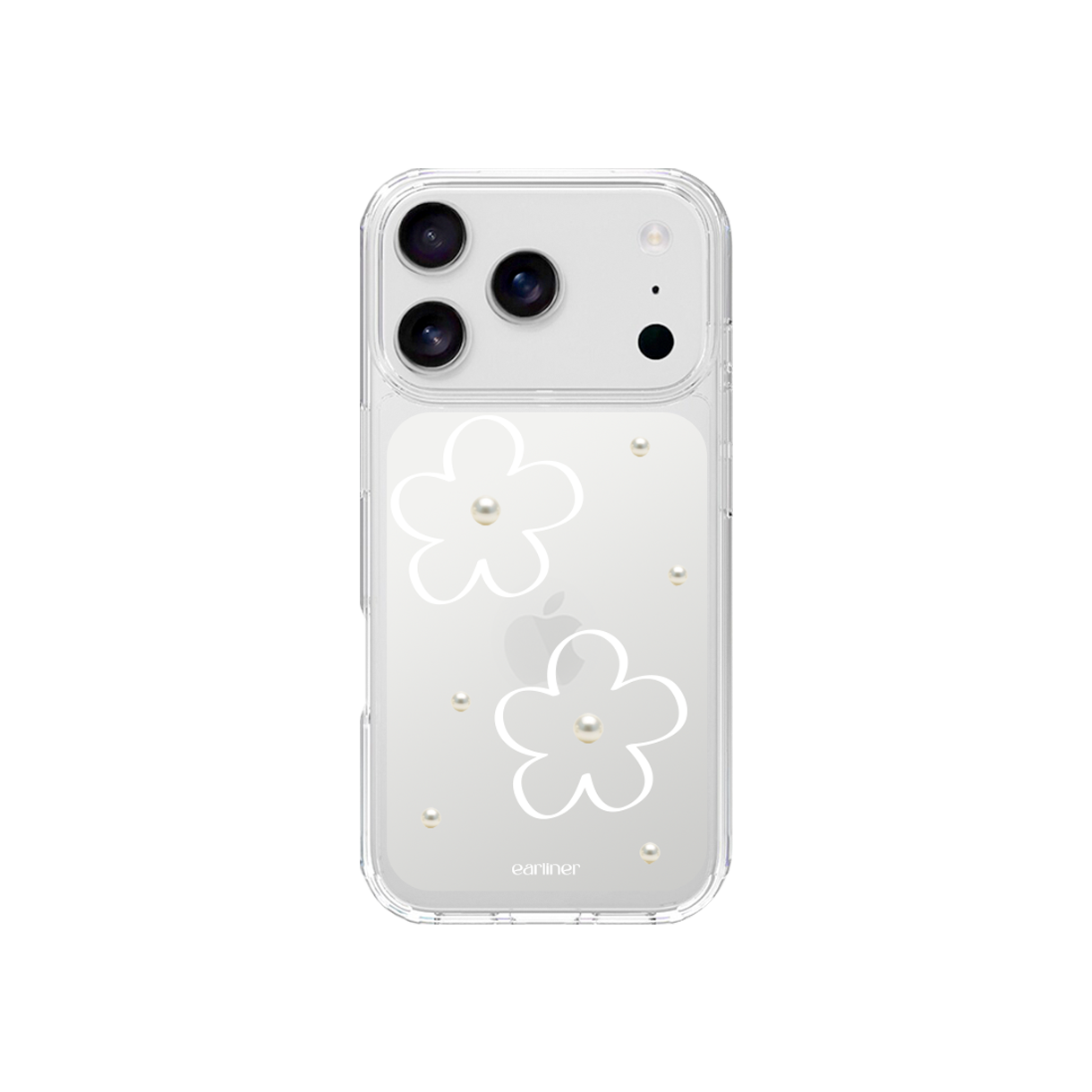 얼리너 화이트 플라워 진주 젤하드 케이스(EARLINER handmade white flower pearl jelly hard case) - 1