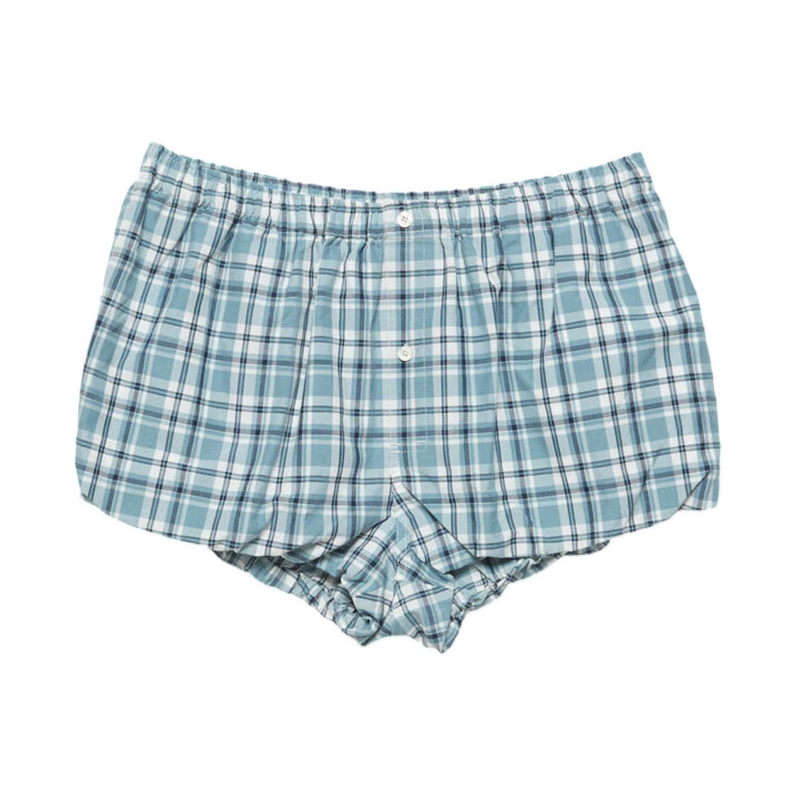 (W) 아크네 스튜디오 개더드 체크 쇼츠 블루 화이트((W) Acne Studios Gathered Check Shorts Blue White) - 1