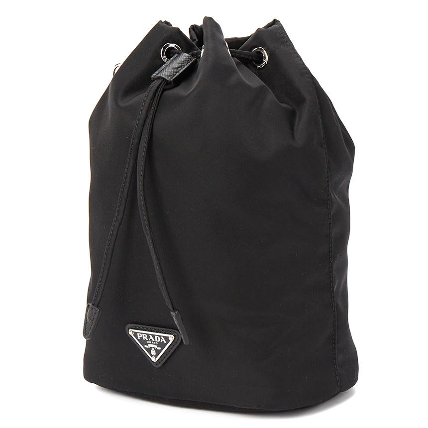 [25% 쿠폰] 프라다 리나일론 드로우스트링 파우치 블랙([25% 쿠폰] Prada Re-Nylon Drawstring Pouch Black) - 3