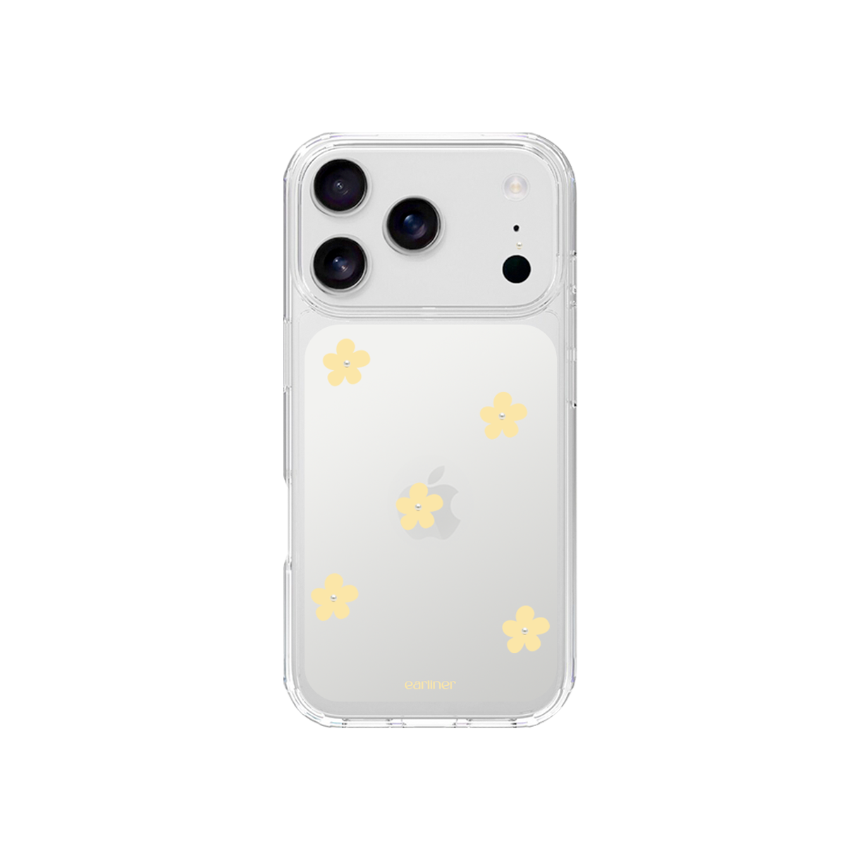 얼리너 옐로우 플라워 진주 패턴 젤하드 케이스(EARLINER handmade yellow flower pearl pattern jelly hard case)