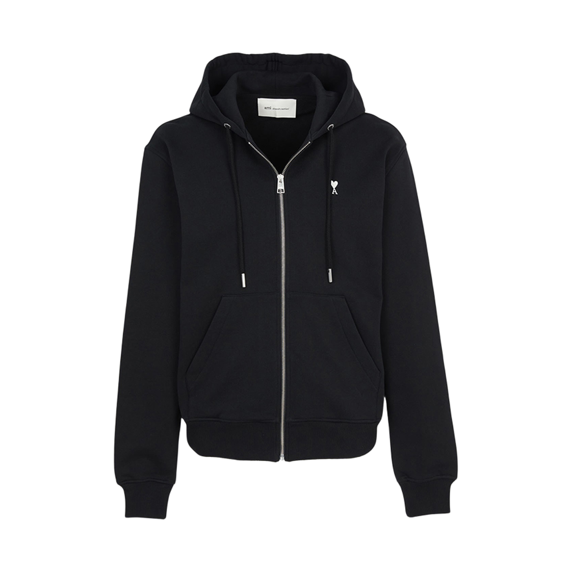 [15% 쿠폰] 아미 스몰 하트 로고 코튼 지퍼 후드 블랙 화이트 크림([15% 쿠폰] AMI de Coeur Cotton Zipped Hoodie Black White Cream) - 3
