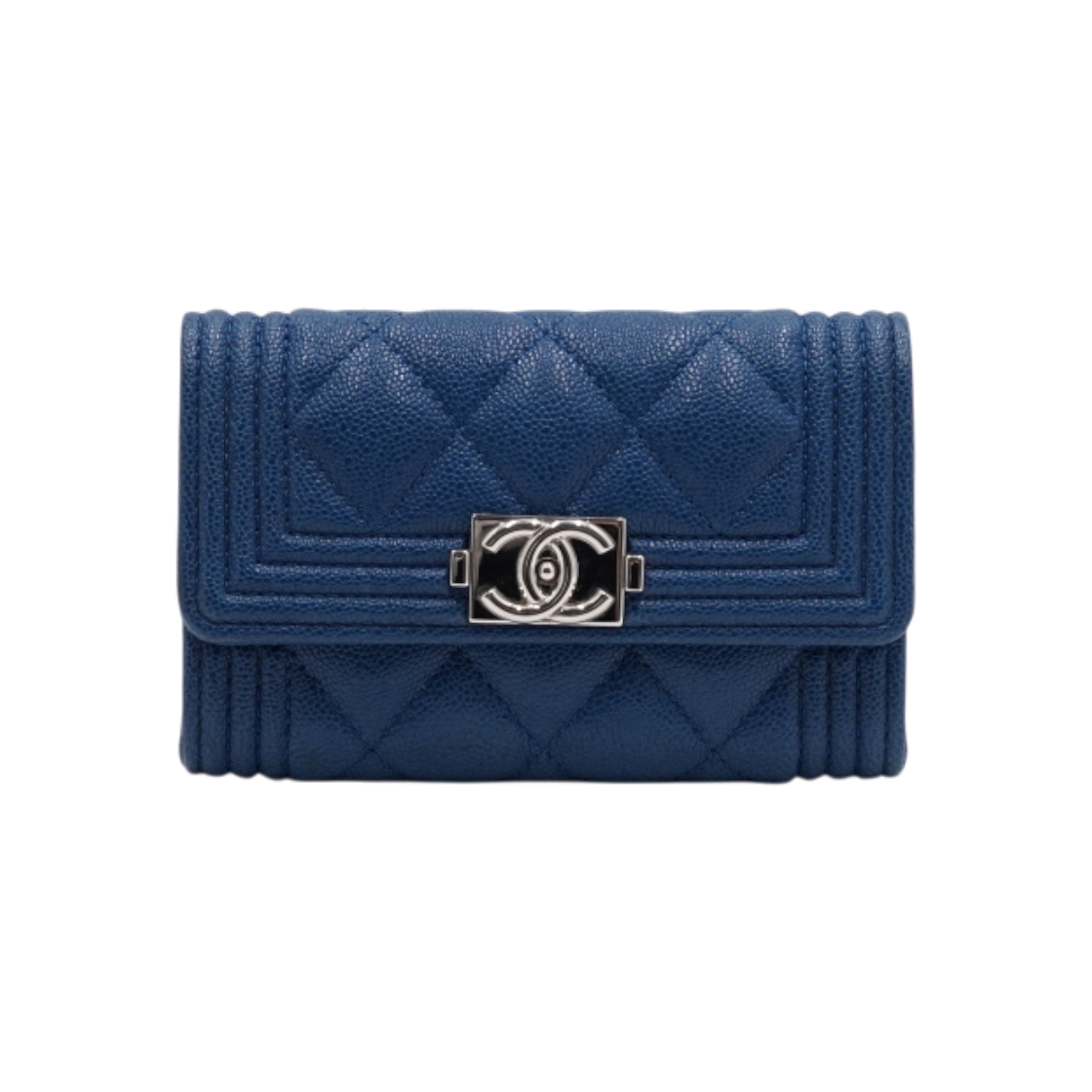 샤넬 A80603 다크 블루 캐비어 퀄팅 보이샤넬 플랩 카드케이스 카드지갑aa62842(Chanel A80603 Dark Blue Caviar Quilted Boy Chanel Flap Card Case) - 1