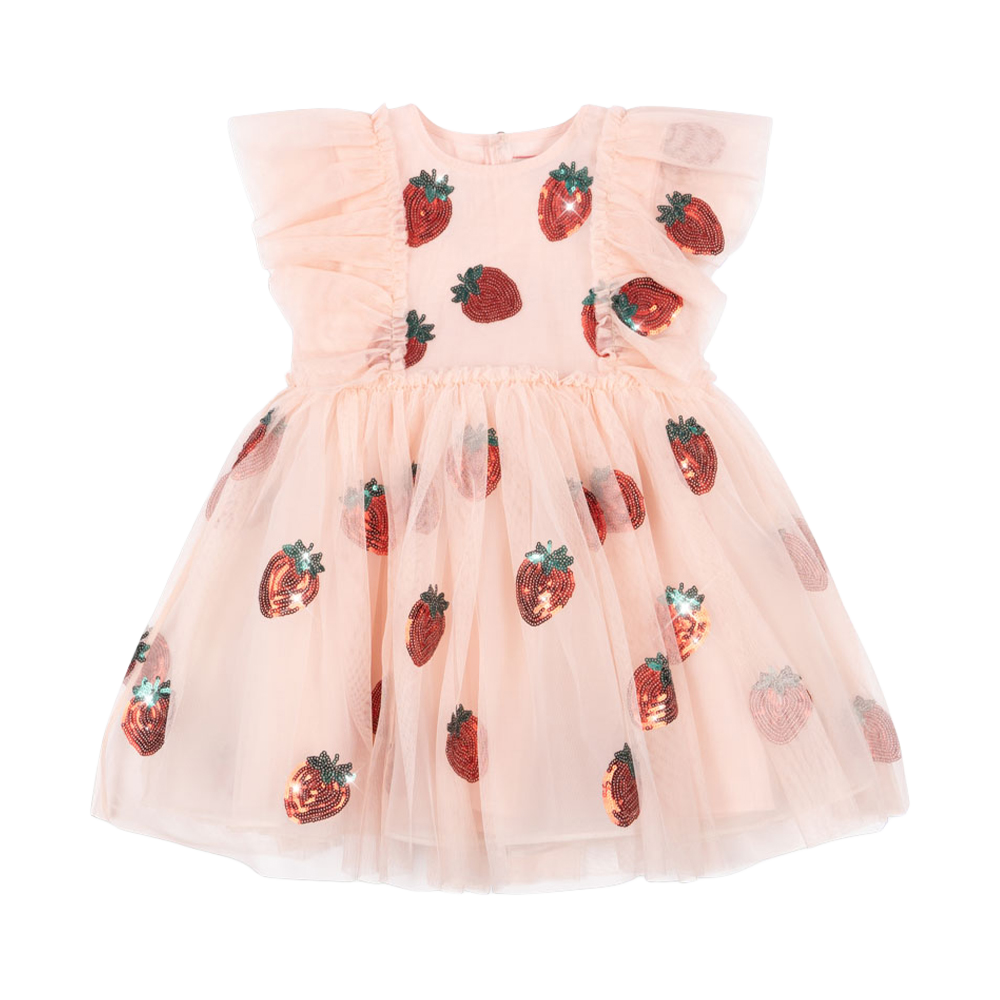 콩제슬래드 이본 프릴 드레스 스트로베리(Konges Sløjd Yvonne Frill Dress Strawberry Rose) - 1