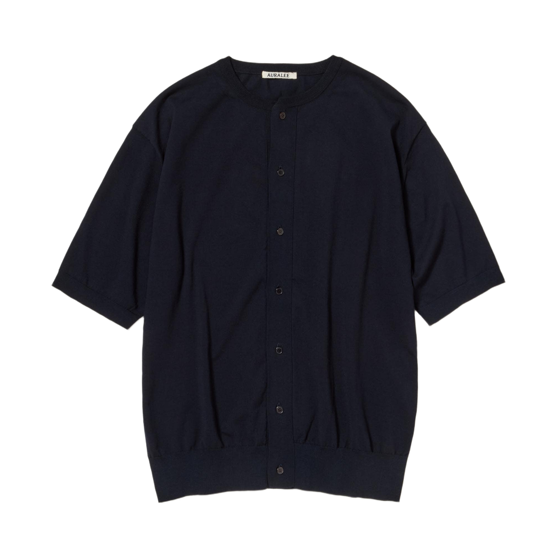 오라리 기자 하이 게이지 니트 하프 슬리브 가디건 다크 네이비 - 26SS(Auralee Giza High Gauge Knit Half Sleeved Cardigan Dark Navy - 26SS)