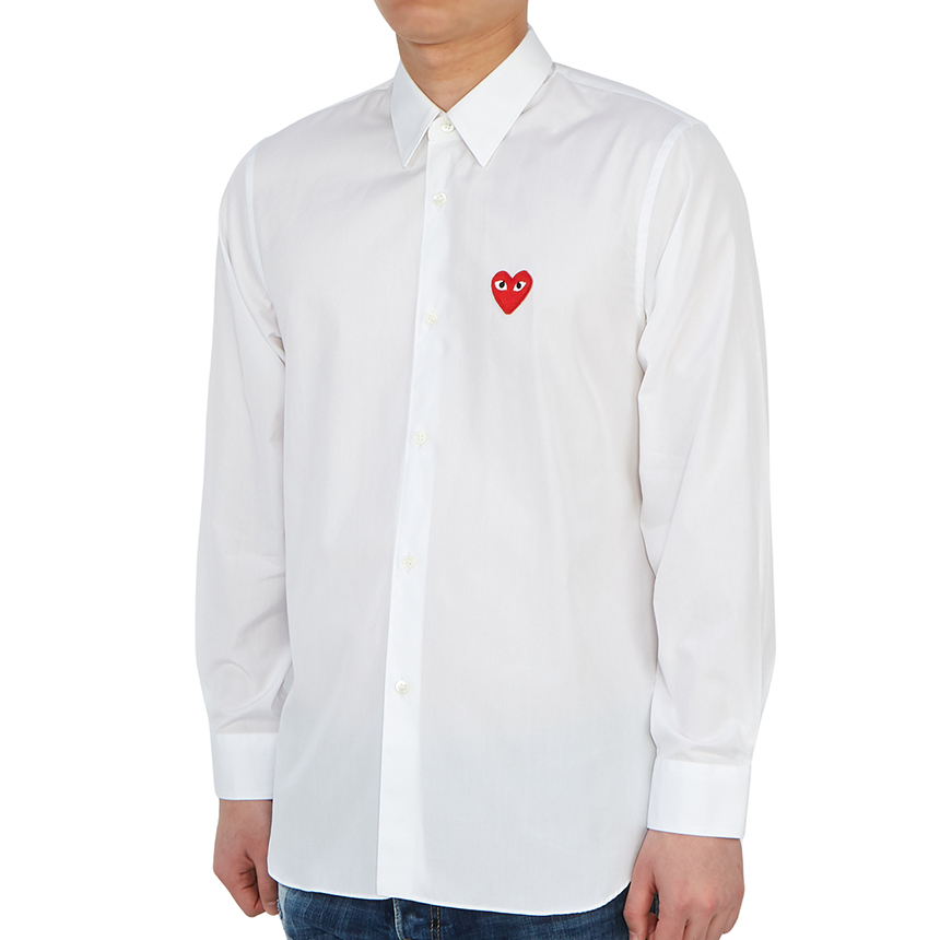 [15% 쿠폰] 플레이 꼼데가르송 레드 하트 셔츠 화이트([15% 쿠폰] Play Comme des Garcons Red Heart Shirt White) - 3