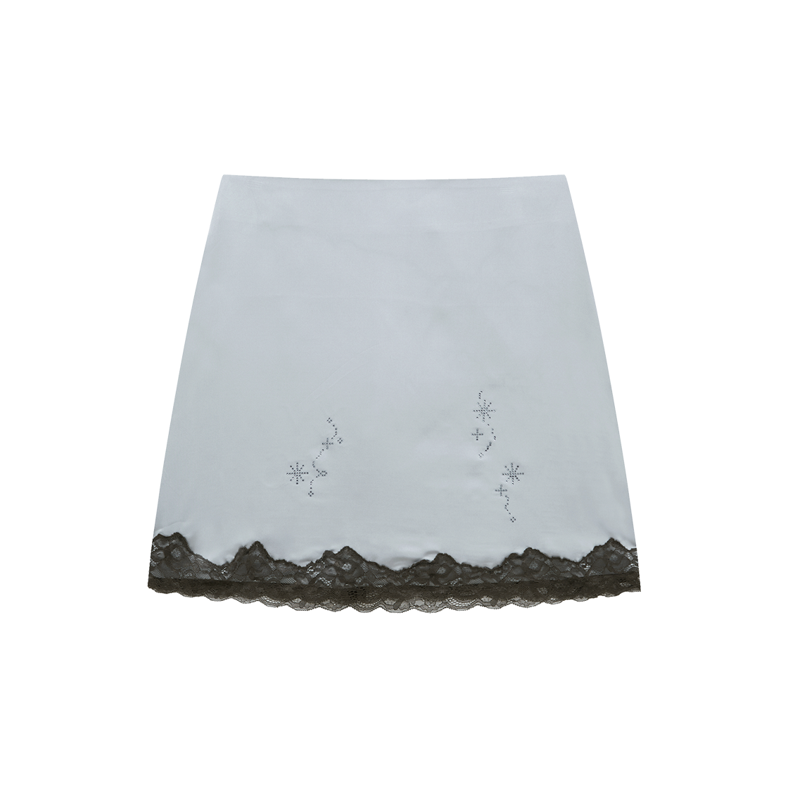 마가린핑거스 레이스 새틴 핫픽스 스커트 라이트 블루(Margarin Fingers Lace Satin Hotfix Skirt Light Blue)
