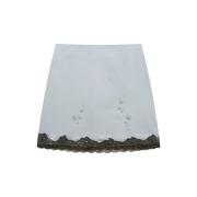 Margarin Fingers Lace Satin Hotfix Skirt Light Blue