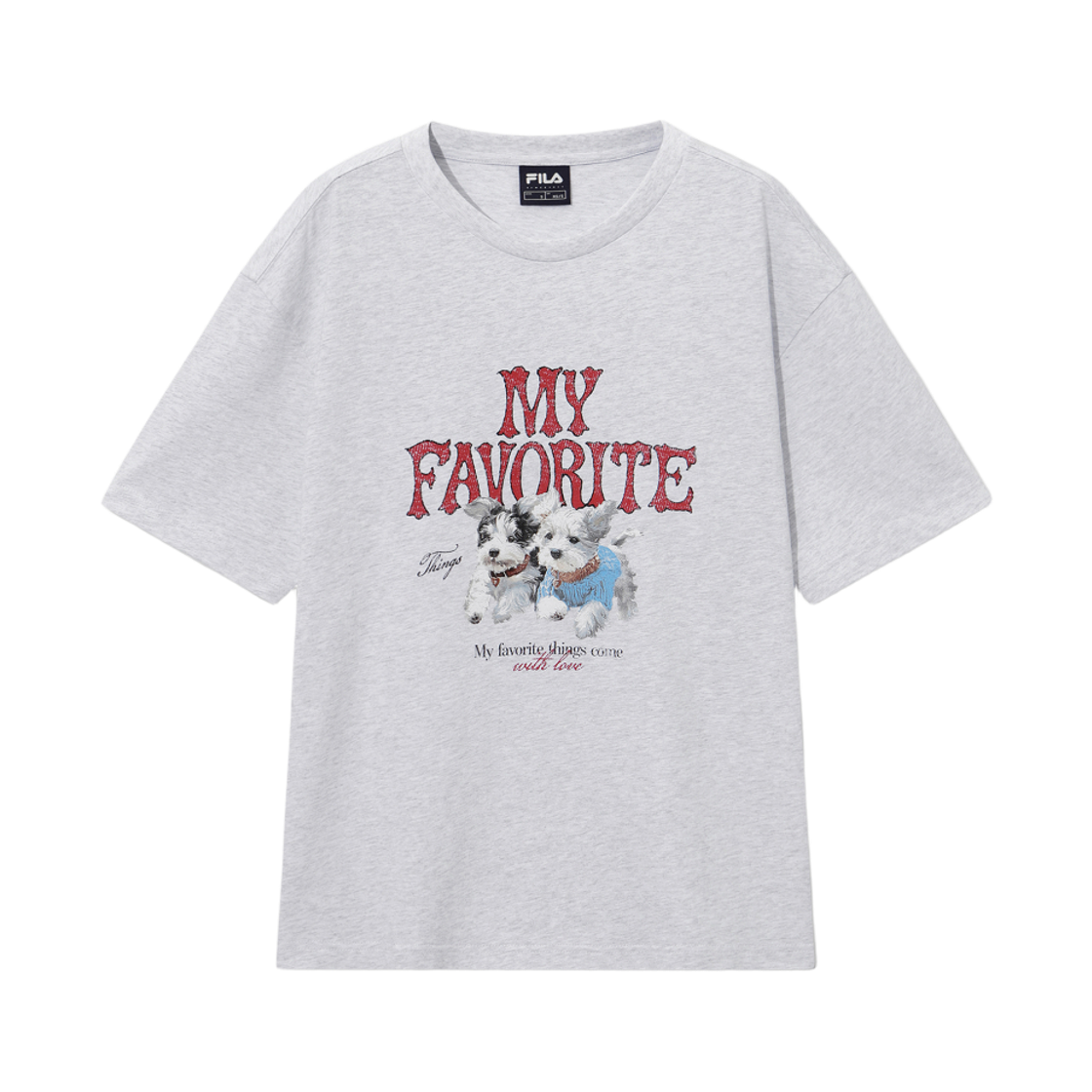 [6% 적립] 휠라 MY Favorite Puppy 티셔츠 화이트멜란지([6% 적립] Fila MY Favorite Puppy T-Shirt White Melange)