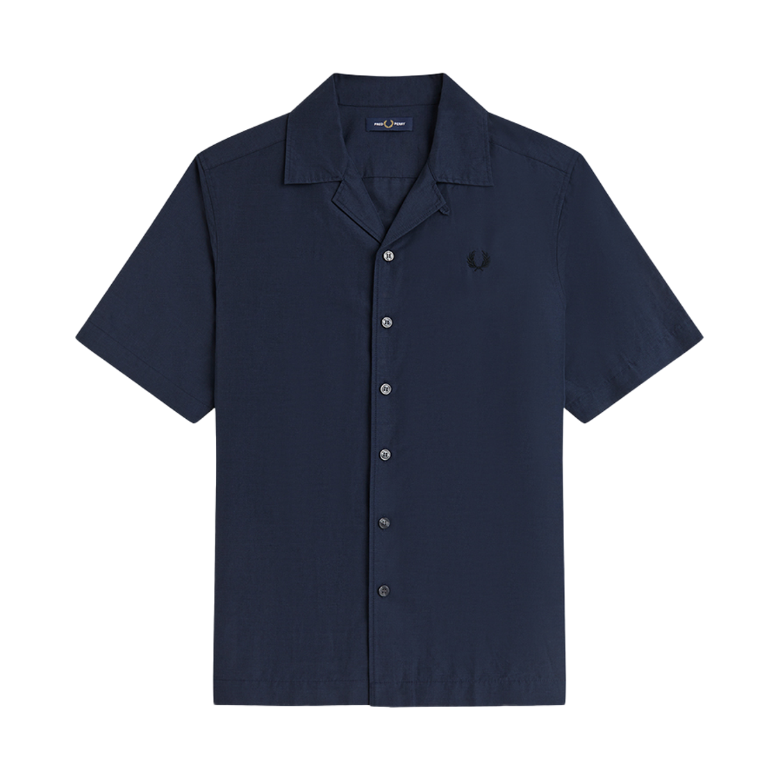 AFPM2619894-738 Fred Perry Linen Blend Revere Collar Shirt Dark Airforce