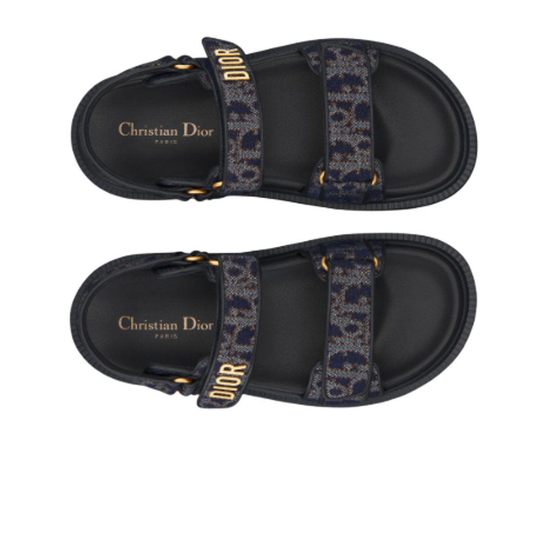 (W) 디올 콘트라스팅 탑스티칭 오블리크 데님 디올액트 샌들 블루 토바코 브라운((W) Dior Oblique Denim with Contrasting Topstitching Dioract Sandal Blue Tobacco Brown) - 2