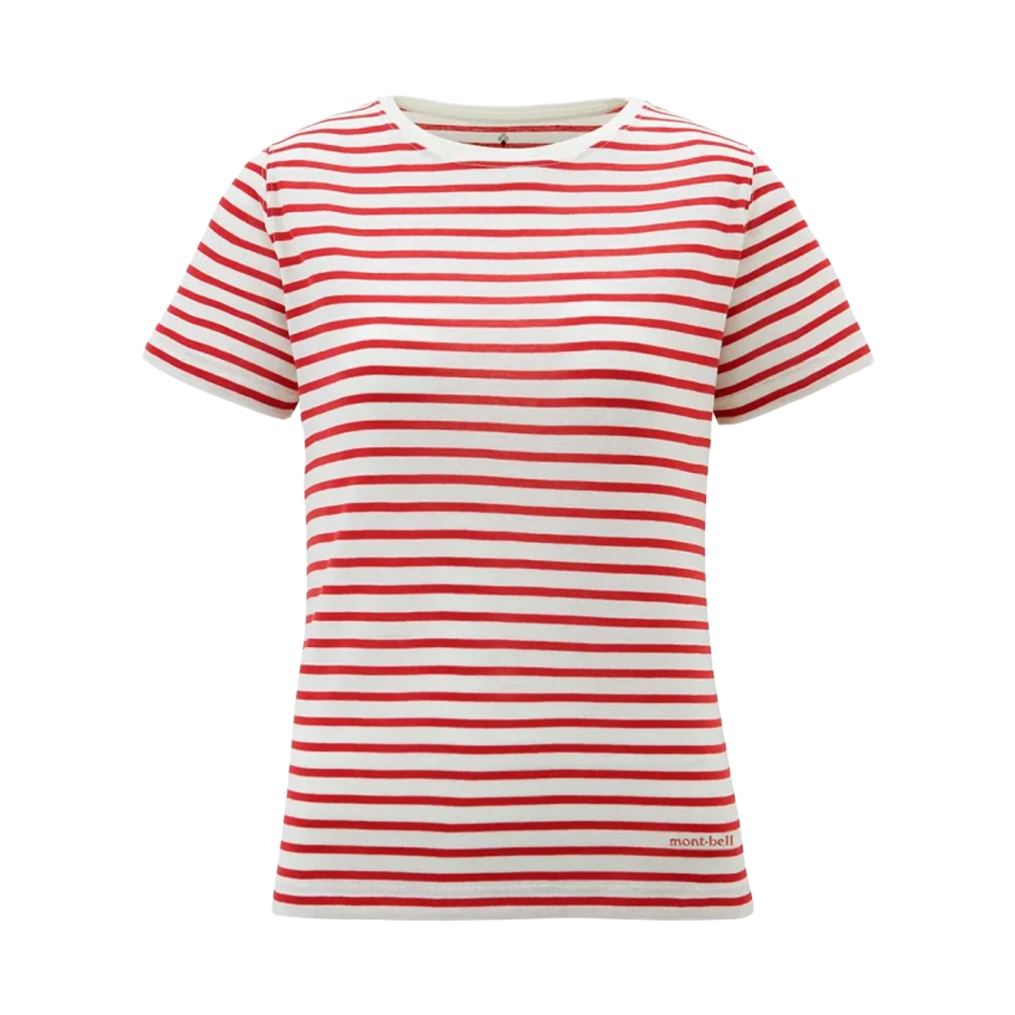 1114543 (W) Montbell Wickron Striped T-Shirt White Red