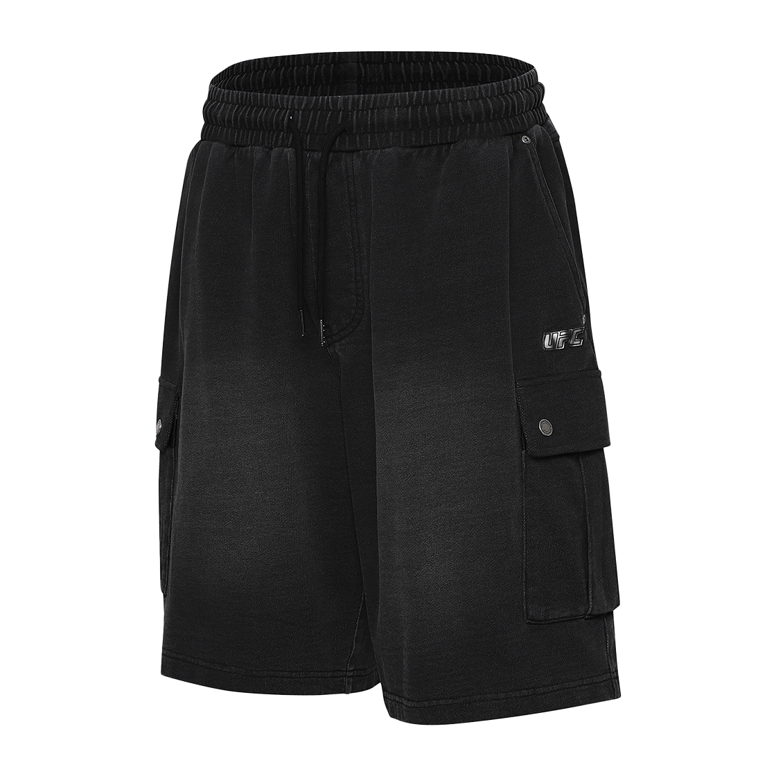 U2TPX1305BK UFC SPORT Denim-Like Oversized Fit Short Pants Black
