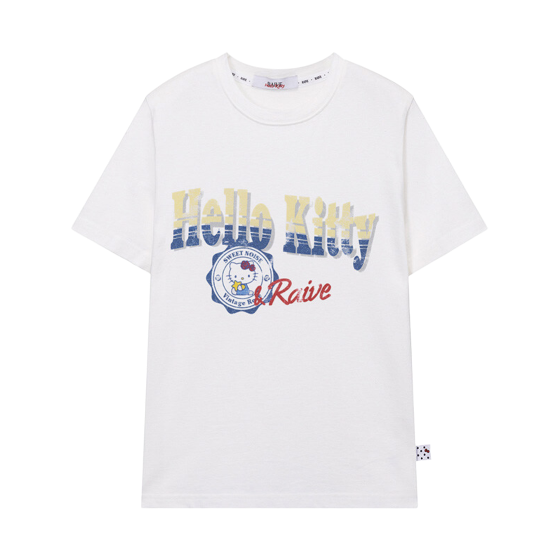 (W) 레이브 x 헬로 키티 스탬프 그래픽 티셔츠 화이트((W) Raive x Hello Kitty Stamp Graphic T-shirts White)