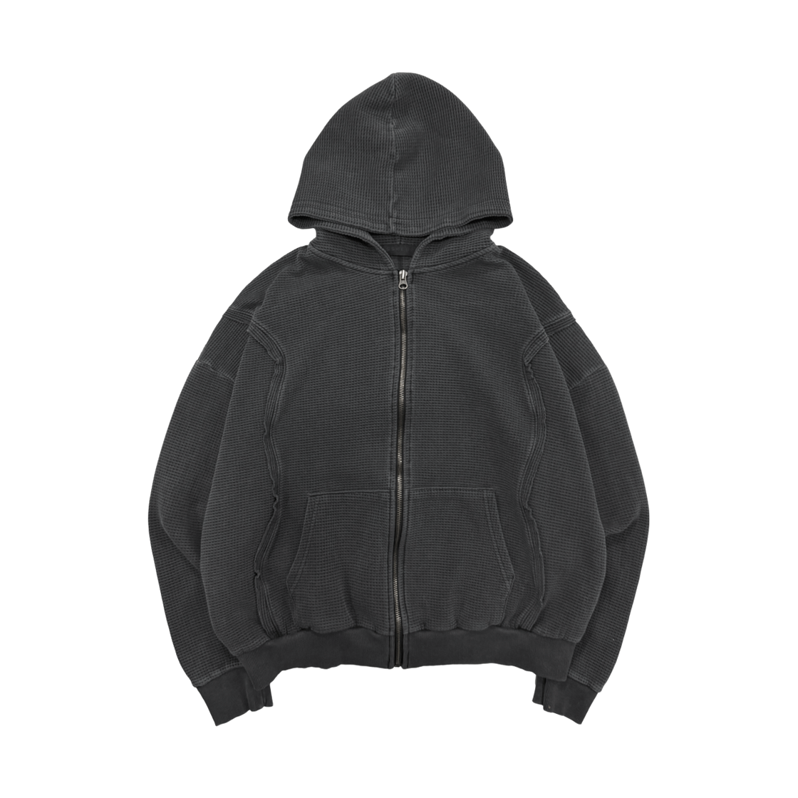 쎄르페 로우 피그먼트 와플 후드 집업 차콜(SSERPE Raw Pigment Waffle Hood Zip Up Charcoal)