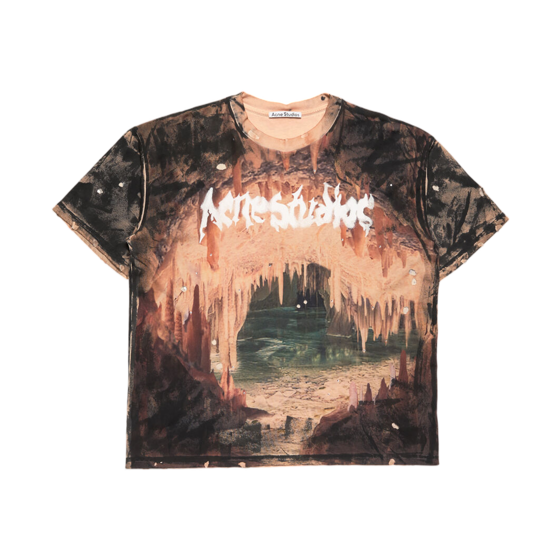BL0434-DL8 Acne Studios Logo T-Shirt with Rhinestones Black Rust Brown