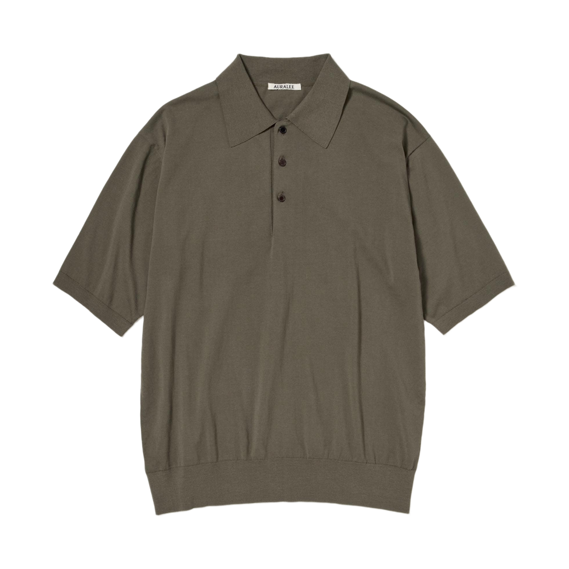 A26SP03KA Auralee Giza High Gauge Knit Polo Olive Gray - 26SS