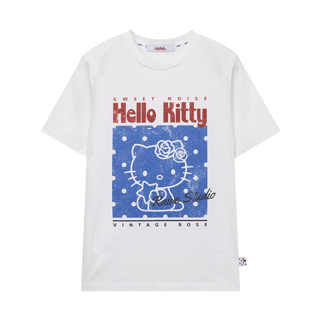 (W) 레이브 x 헬로 키티 닷 그래픽 티셔츠 화이트((W) Raive x Hello Kitty Dot Graphic T-shirts White) - 1