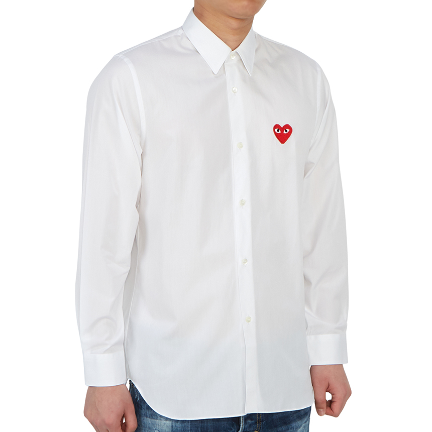 [15% 쿠폰] 플레이 꼼데가르송 레드 하트 셔츠 화이트([15% 쿠폰] Play Comme des Garcons Red Heart Shirt White) - 4