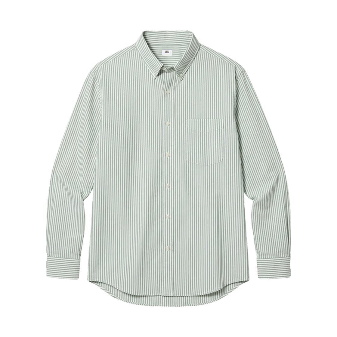 482460-52 Uniqlo Broadcloth Regular Fit Striped Shirt Green - JP