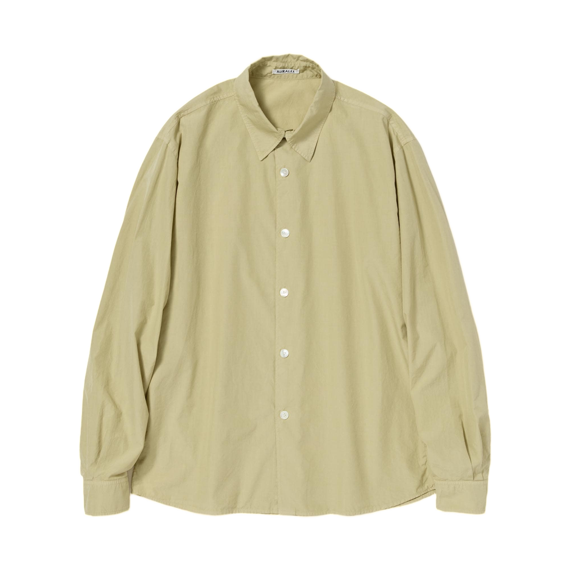 A26SS01SW Auralee Garment Dyed Finx Shuttle Weather Shirt Khaki Beige - 26SS