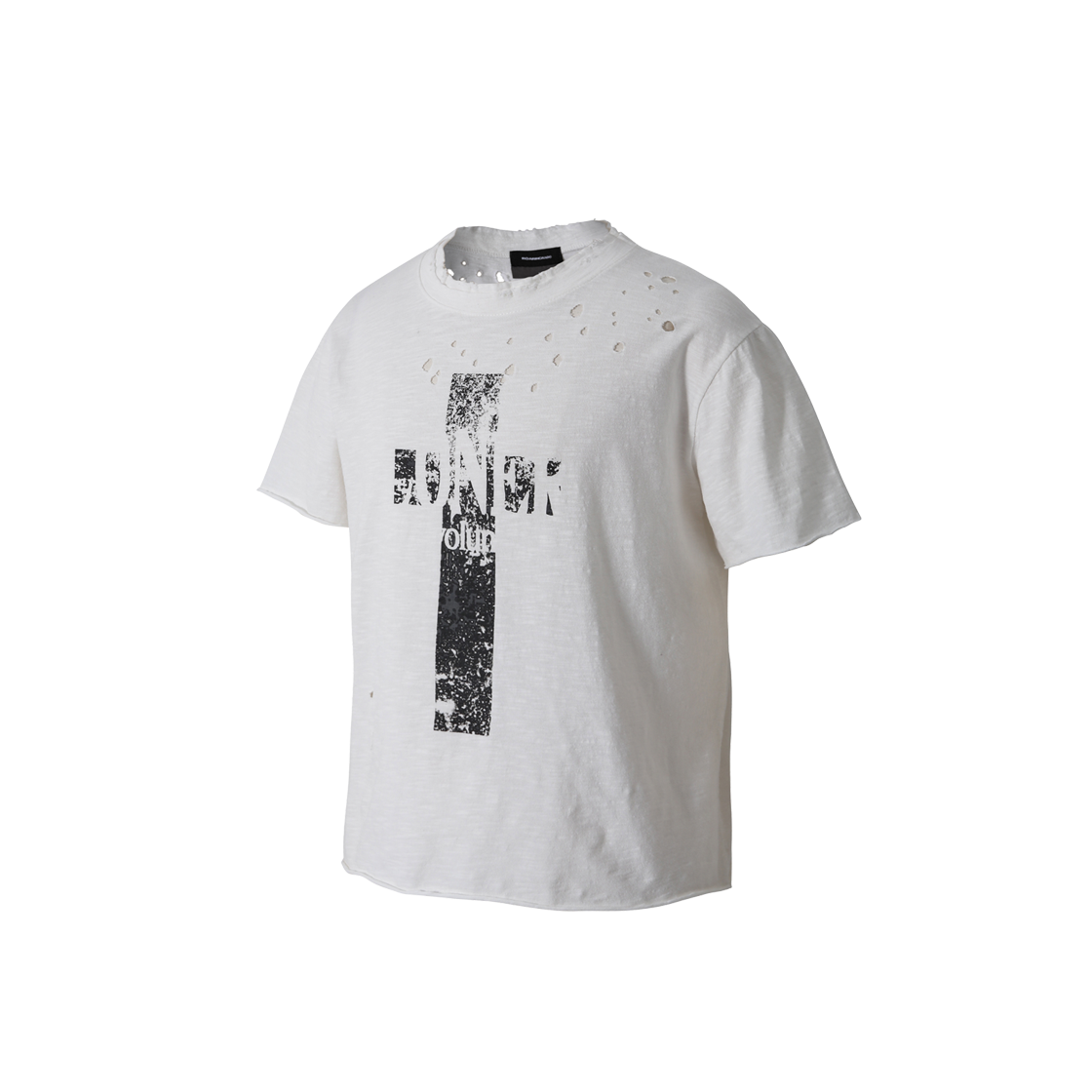 로어링라드 크로스 데미지 슬럽 티셔츠 화이트