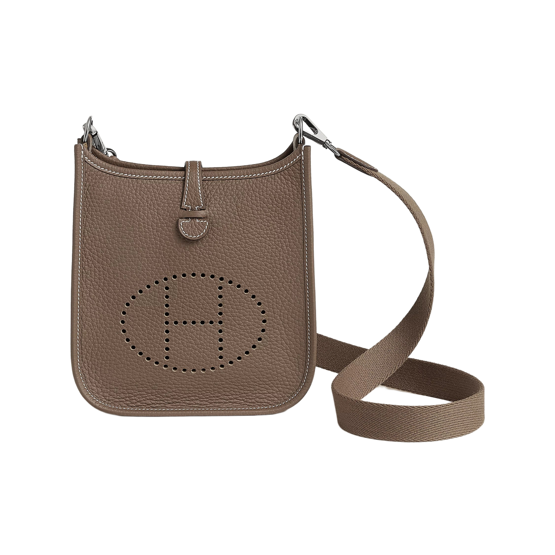 H085945CKBX Hermes Evelyne 16 Amazone Bag Clemence & Palladium Etoupe