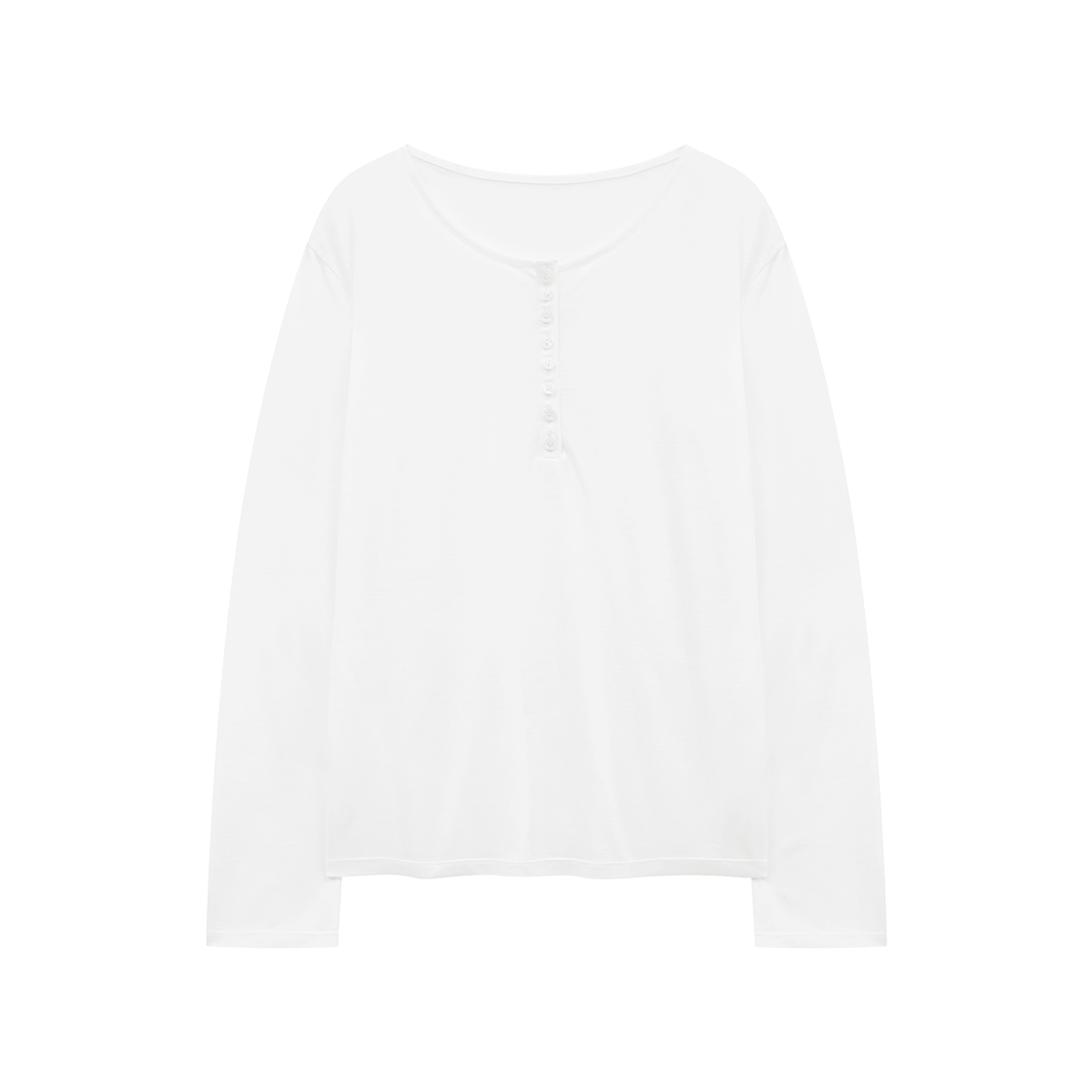 마가린핑거스 헨리넥 롱 슬리브 탑 화이트(Margarin Fingers Henry Neck Long Sleeve Top White)