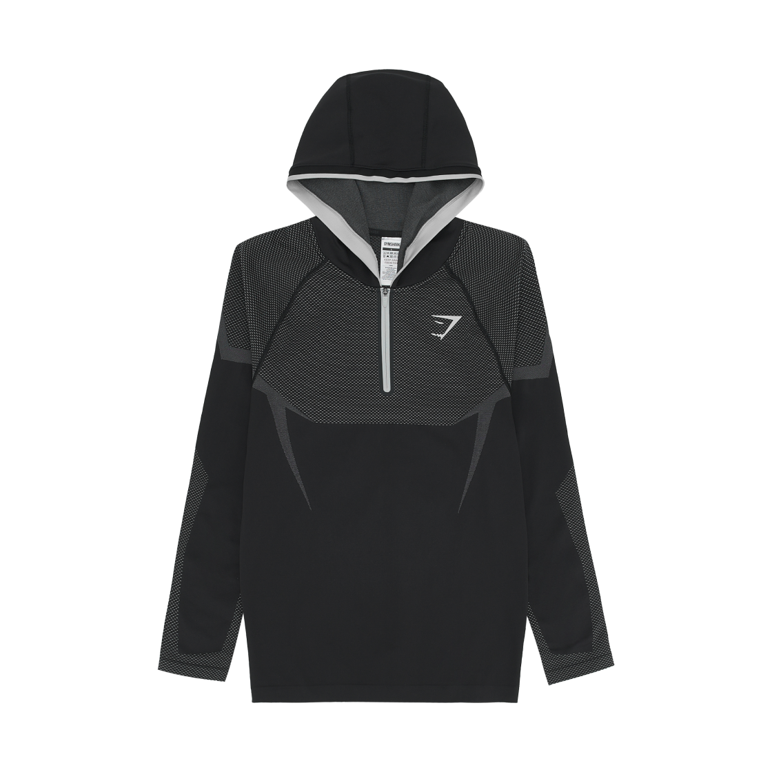 짐샤크 오닉스 5.0 심리스 후드 블랙 라이트 그레이(Gymshark Onyx 5.0 Seamless Hoodie Black Light Grey) - 1