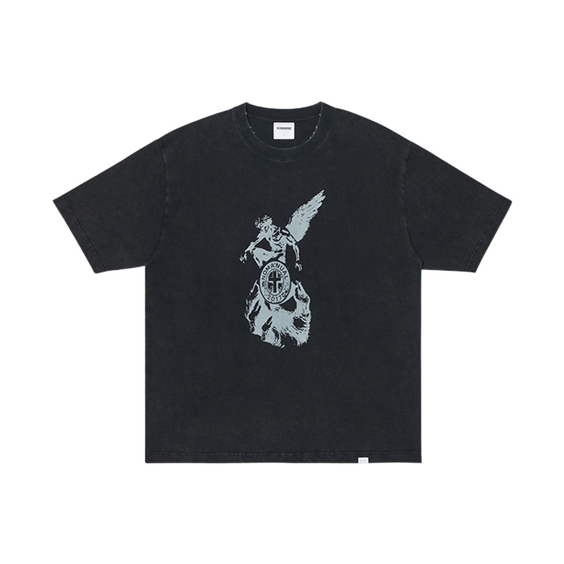 [KREAM 단독] 노매뉴얼 데빌 링 데미지 티셔츠 워시드 블랙([KREAM 단독] NOMANUAL Devil Ring Damaged T-shirt Washed Black) - 1