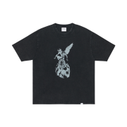 [KREAM 단독] NOMANUAL Devil Ring Damaged T-shirt Washed Black