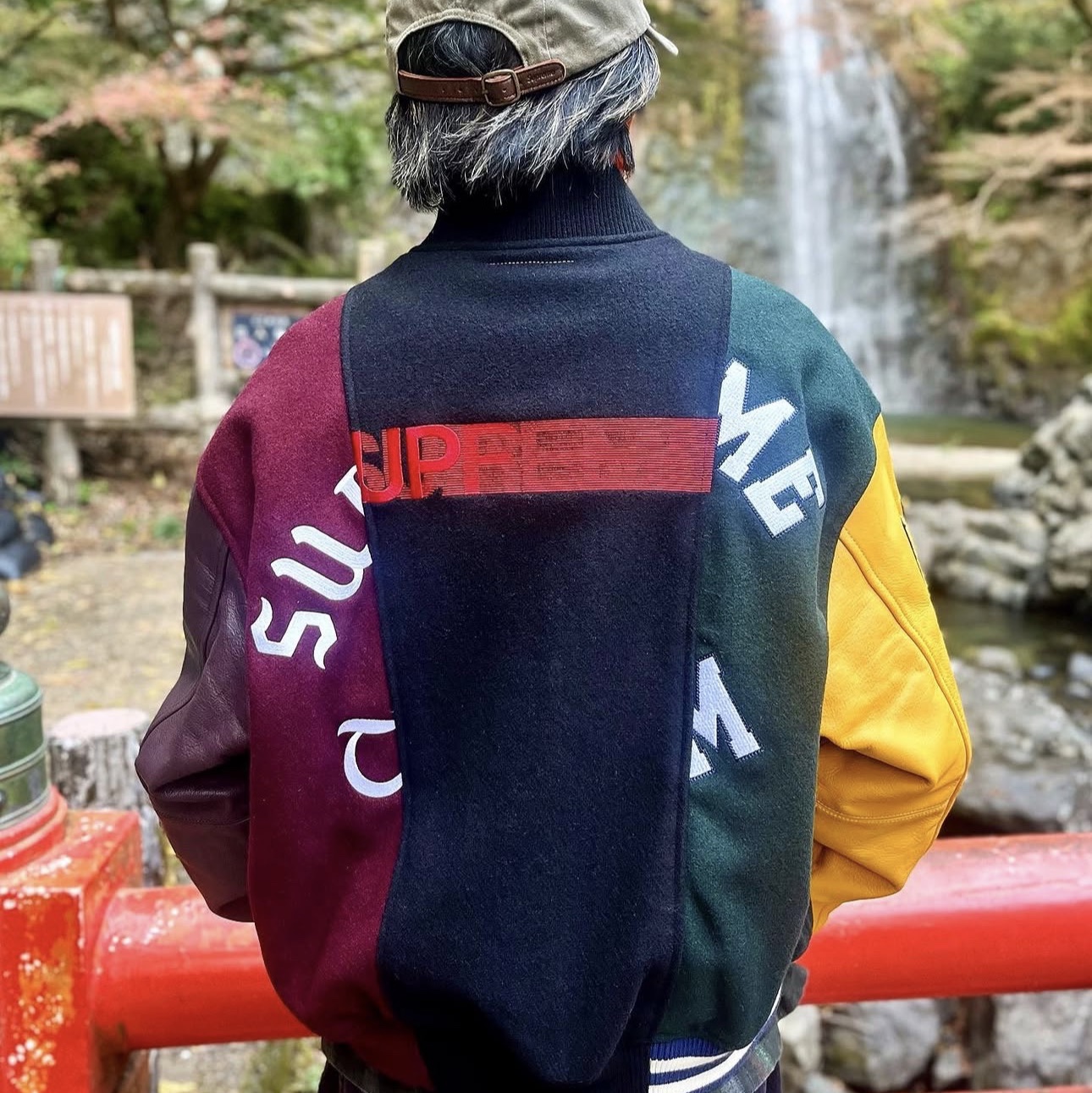 Supreme x MM6 Maison Margiela Split Varsity Jacket Multicolor - 24SS 착용 스타일 - 3