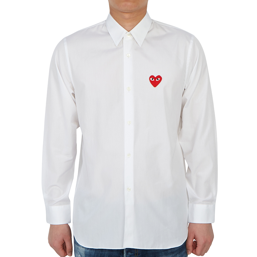 [15% 쿠폰] 플레이 꼼데가르송 레드 하트 셔츠 화이트([15% 쿠폰] Play Comme des Garcons Red Heart Shirt White) - 2
