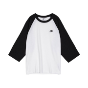 Nike NSW Club 3/4 Sleeve Raglan Top Black White - Asia